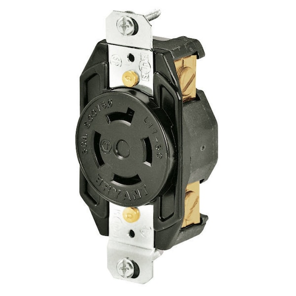 Bryant Locking Receptacle, L17-30R, 30 A, 600V AC, Three Phase, 3 Pole, Flush Mount, Screw Terminals 71730FR - main